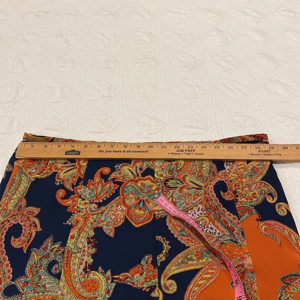Lauren Ralph Lauren Paisley Skirt Sz 16 fully lined side zip extra dark navy - Picture 6 of 11